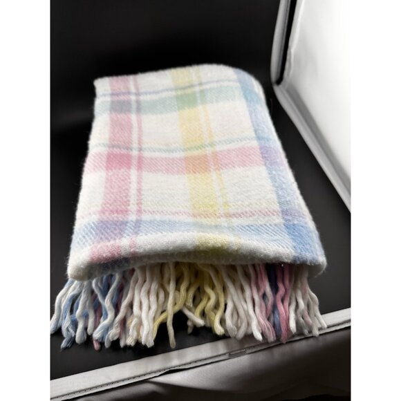 Vtg Baby Security Blanket JC Penney Made In USA 100% Acrylic Pastel Fringed 1980 - Picture 4 of 15